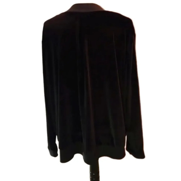 Boutique Black Velour Jacket with Zipper Long Sleeves Womens Size 3X - Picture 3 of 8